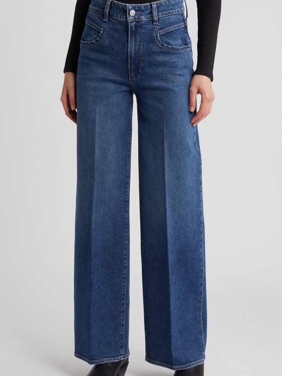PAIGE Denim - PAIGE Sasha Seamed Picket High-Rise Wide-Leg Jeans